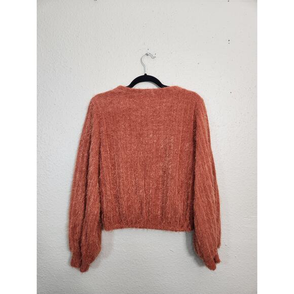 Altar'd State Women's Orange Round Neck Pullover‎ Fringe Sweater Size Medium - Picture 2 of 6